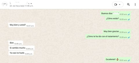 Conversación de WhatsApp con cliente